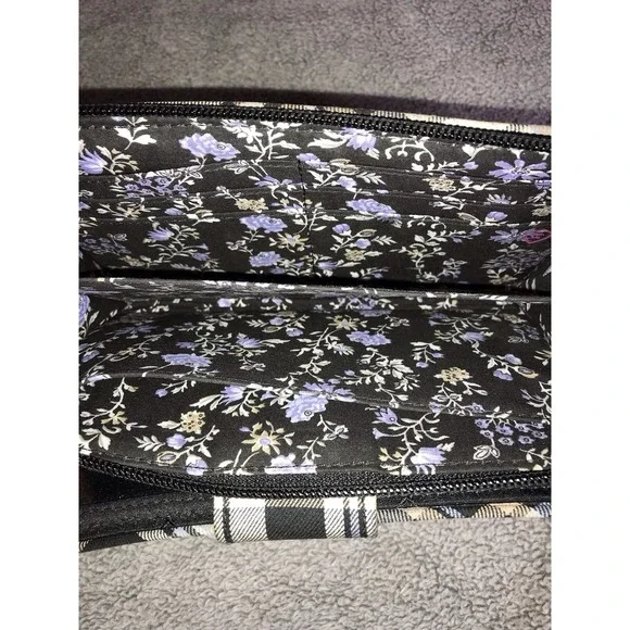 Vera Bradley Quilted TurnLock Wallet Perfectly Plaid with Floral Interior - Picture 7 of 10
